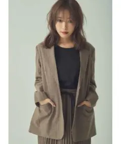 【NWITH.】まえのんプロデュース　テーラードジャケット　ブラウンチェック柄