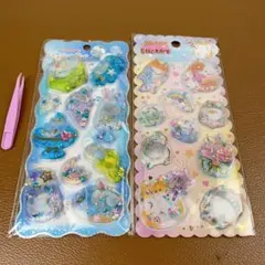 キラキラウォーターインシール2枚セット ピンセット付き