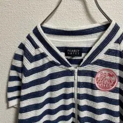パーリーゲイツ tシャツ 半袖 ジップ ボーダー ワッペン ゴルフ