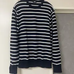 UNIQLO ストライプセーター Lサイズ ネイビー ボーダー　綿100