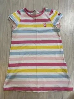 ミキハウス　カラフルボーダーワンピース　90 ホットビスケッツ　女の子　キッズ