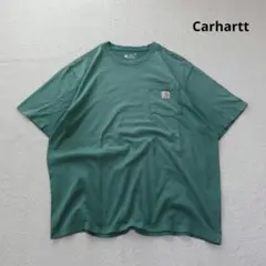 Carhartt ポケットTシャツ XL グリーン ワンポイント ルーズフィット