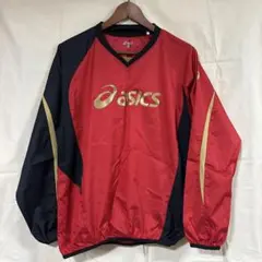 ASICS 長袖ピステ 160 レッド/ブラック/ゴールド