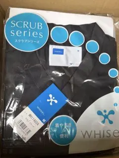 ホワイセルスクラブ　男女兼用　医療用　白衣　新品未使用　ブラックMのサムネイル
