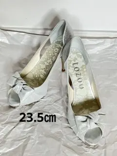 美品★tozoo パンプス　シルバーグリッター　オープントゥ　23.5㎝のサムネイル