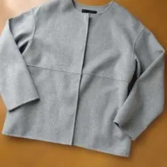 【試着のみ】 インディヴィ ショートコート ライトグレー 38