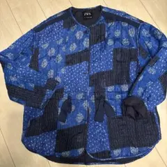 ZARA パッチワークキルティングジャケット　スリットデティールパフジャケット