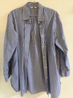 UNIQLO 青と白のストライプ 長袖シャツ　レディースLサイズ