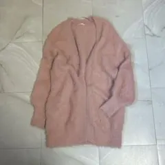 春色❤️【GU】S ピンク シャギー ロングカーディガン 体型カバー