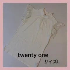 ＊twenty one：サイズL：白色の半袖Tシャツ：レース袖＊のサムネイル