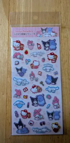 ★未使用★「サンリオキャラクターズ/いつもいっしょ」ラメ入り樹脂もりシール