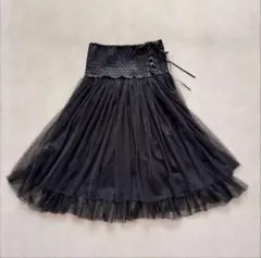 axes femme 編み上げ チュールスカート 黒 Mサイズ レース刺繍のサムネイル