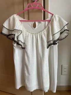 axes femmeアクシーズファムフリル付きホワイト白カットソーパールレース