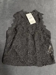 【新品】ZARA ノースリーブ　レース　黒