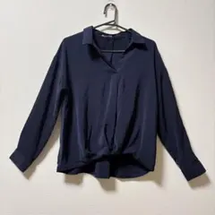 美品　GLACIER グラシア　ネイビー スキッパーシャツ 長袖 M