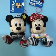 ミッキー&ミニー マスコット キーホルダー デニム ロックスタイル レトロ