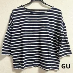 GU 七分袖 ヘビーウエイトTシャツ ボーダー