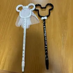 ミッキー型ボールペンセット（白・黒）