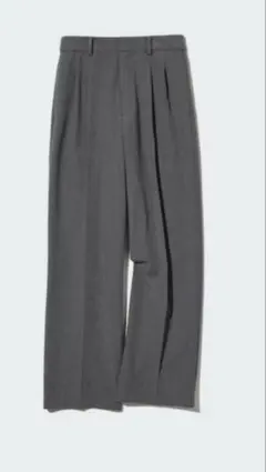 ユニクロ タックワイドパンツ グレー Lサイズ