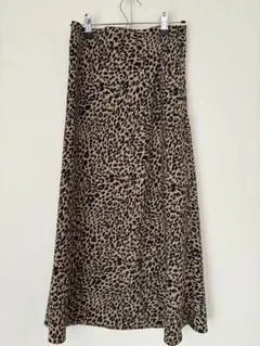 FRESH フレッシュ ベージュ系のヒョウ柄プリントロングスカート