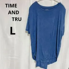 美品✨TIME AND TRU 半袖Tシャツ カットソー 【L】ブルー ゆったり
