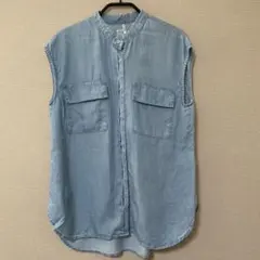 デニムシャツ　ライトブルー フレンチスリーブ　ナノユニバース