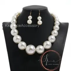 フェイクパール ネックレス フックピアス セット 大ぶり ゴージャス 高見え