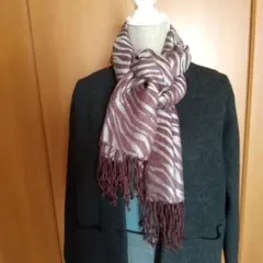 【アンタイトル】ストール マフラー 柄 刺繍 グレイ ブラウン