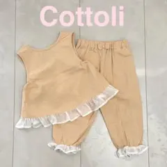 Cottoli コトリ リボンレースセットアップ birthday シアサッカー