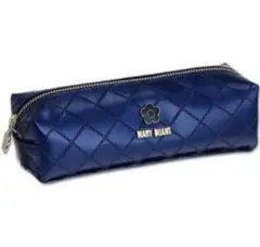 MARY QUANT　エナメルダイヤ スクエアペンケース ブルー