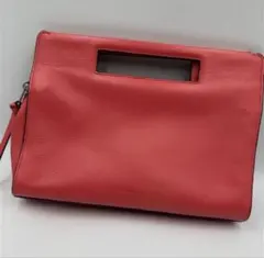 COACH コーチ レザー セカンドバッグ クラッチバッグ レッド レディース