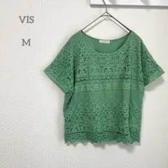 VIS ヴィス レース 半袖 Tシャツ グリーン M
