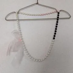 PEACH JOHNパールビーズネックレス リボン付き