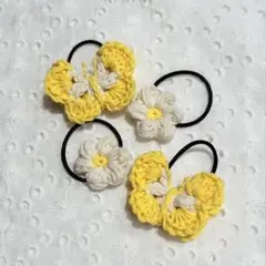 ちょうちょとお花のヘアゴム 4個セット