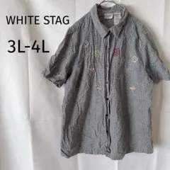 WHITE STAG【3L-4L】ダークネイビー 半袖シャツ 18W/20W