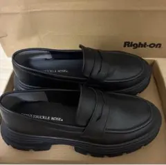Right-on タンクソールローファー ブラッ クLサイズ厚底