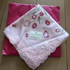 PIERRE BALMAIN チューリップ柄 レースエッジ ハンカチ