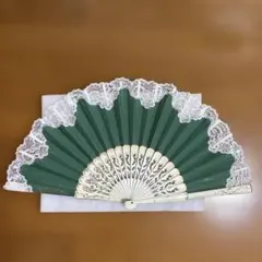 [新品] フラメンコ用アバニコ・レース編み1色　スペイン製の手作り商品2本です。 新品] フラメンコ用アバニコ・レース編み1色・緑・スペイン製の手作り