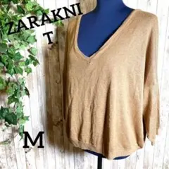 【ZARAKNIT】ザラニット ニット 薄手 Vネック ダボッと 大きめ 茶色