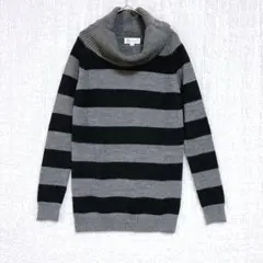 3353 ミッシェルクラン　タートルネックセーター　ウール混　ボーダー　秋冬38
