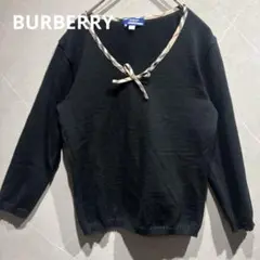 BURBERRY 長袖 ニット ノバチェック リボン ブラック M