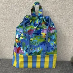 恐竜柄の体操服袋・お着替え袋ポケット付きシューズ入れお道具袋ハンドメイド