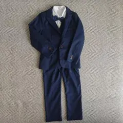ネイビー フォーマルスーツ 蝶ネクタイ付き　130cm 半袖シャツ付