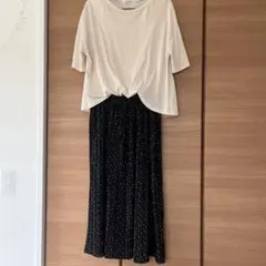 授乳口付き★アカチャンホンポ　ドットマタニティワンピース　白　紺　Mサイズのサムネイル