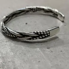 シルバー 925 編み込み バングル ブレスレット 刻印 重厚 上品 人気
