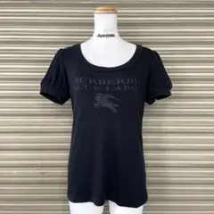 バーバリーブルーレーベル パフショルダー Tシャツ カットソー ロゴプリント