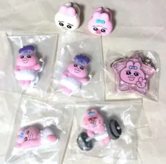 おぱんちゅうさぎ　7点グッズ　クリップ　リング　ジュエルストラップ