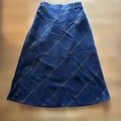 新品未使用　ネイビー チェック柄 フリーススカートL