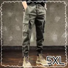 ジョガーカーゴパンツ ワークパンツ ミリタリー　ダンス　カーキ　5XL
