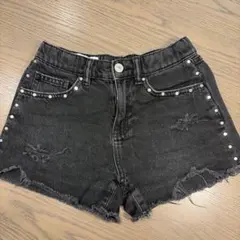 ZARA キッズ デニム ショートパンツ 140 黒 ブラック